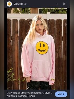 💛Drew House Pink Smiley Logo Hoodie Women’s Large- never worn!💛